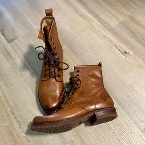 Frye Veronica Caramel Cognac Leather Combat Boots